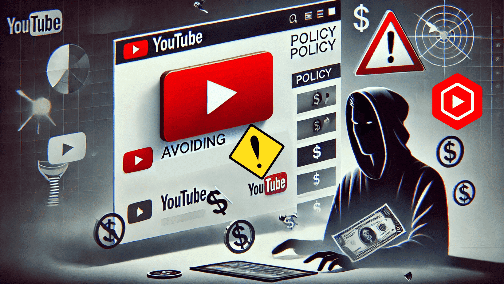 Warning about non-compliance with YouTube monetization policies.